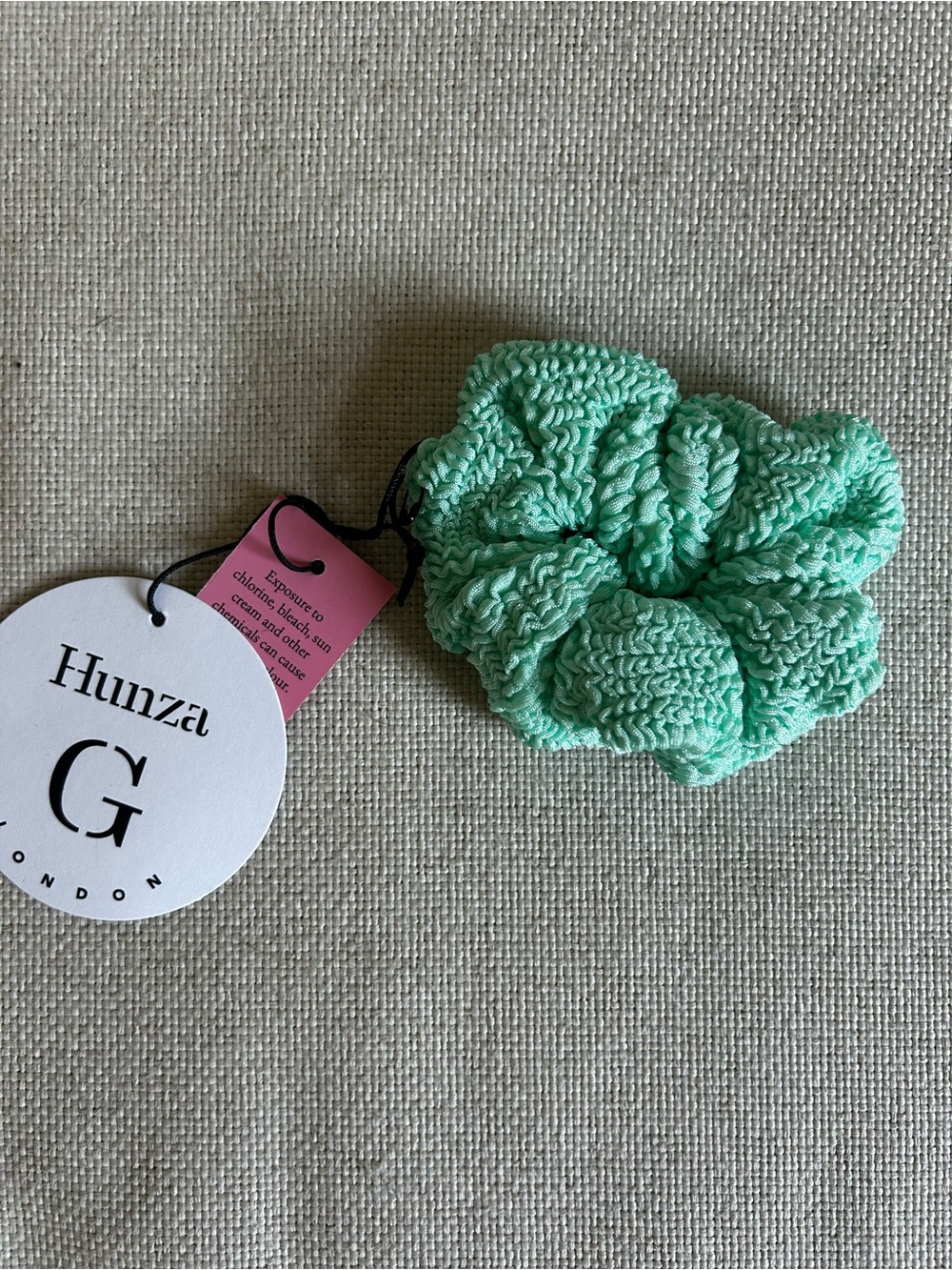NWT • Hunza G Scrunchie in metallic mint